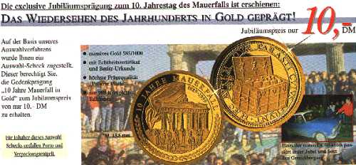 Mauerfall Jubileumsmnze